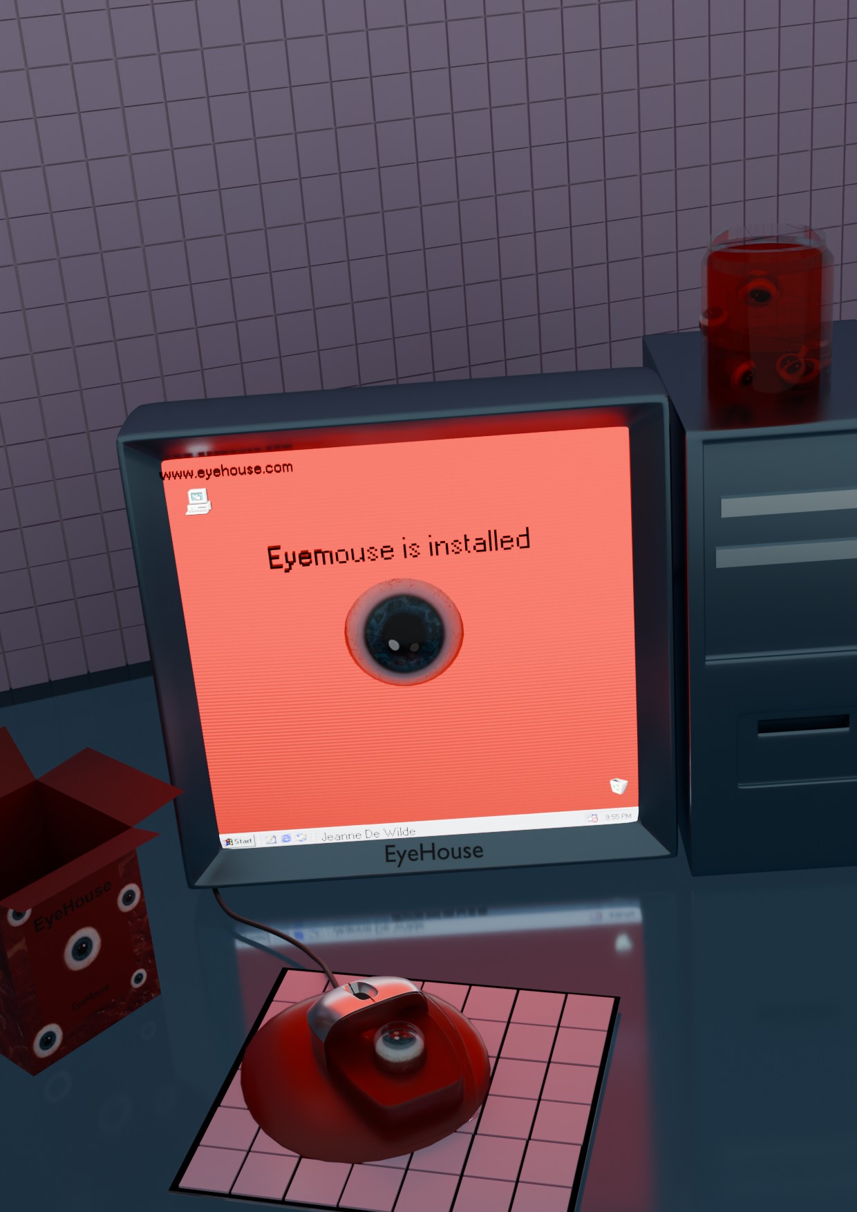 Eyemouse mockup where the monitor is lit up