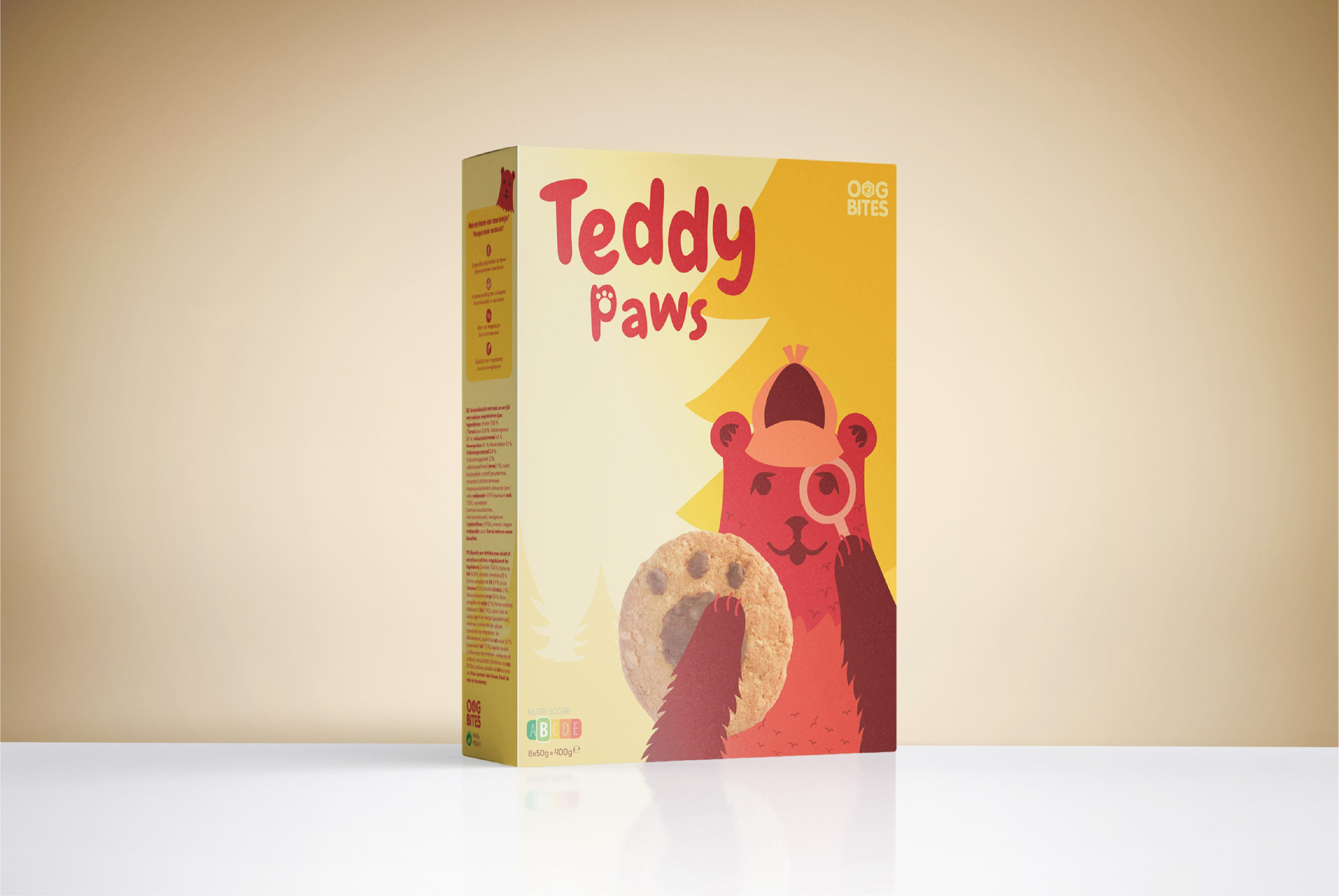 Final packaging design of Teddy Paws cookie box